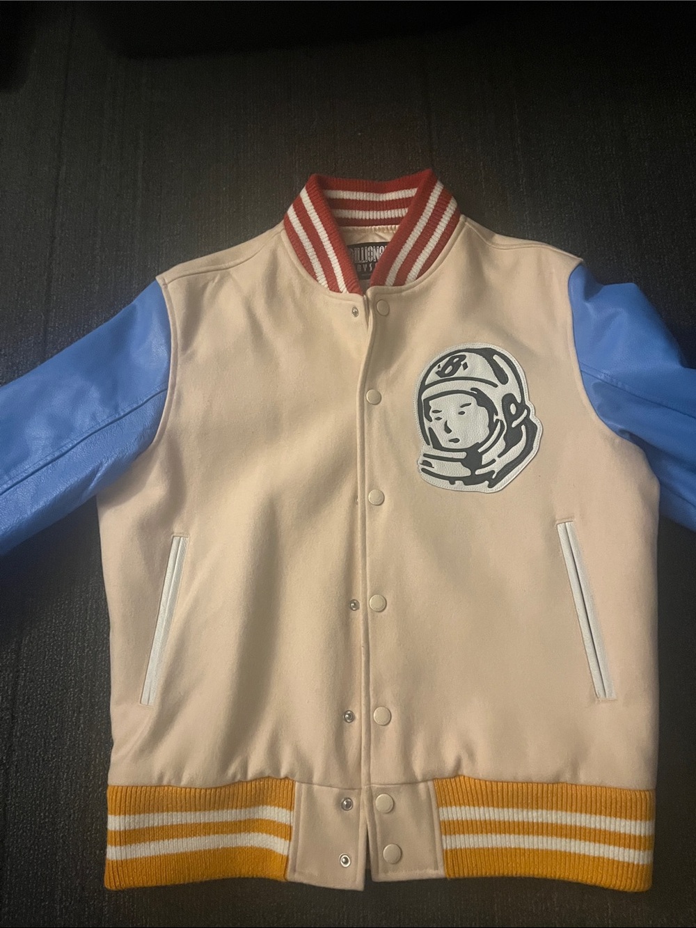 Billionaire Boys Club Cream Jacket with Red-Striped Ribbing